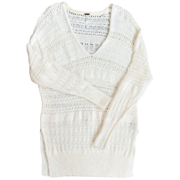 NWT Free People Hot Tropics Pullover Tunic Ivory XS Open Knit Sweater - Picture 5 of 10